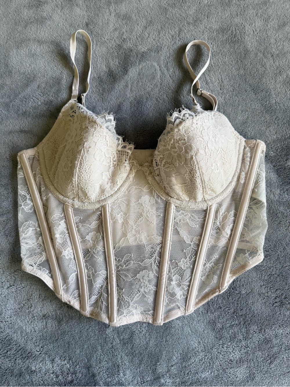 H&M Ivory Lace Longline Bustier Corset Top